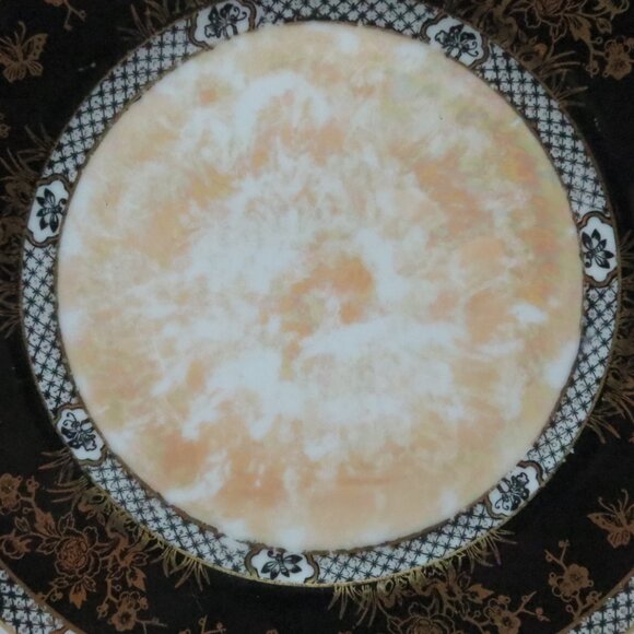 Noritake Salad Plate Set of 3 Black Handpainted Raised Gold Accents 9" - Picture 3 of 9